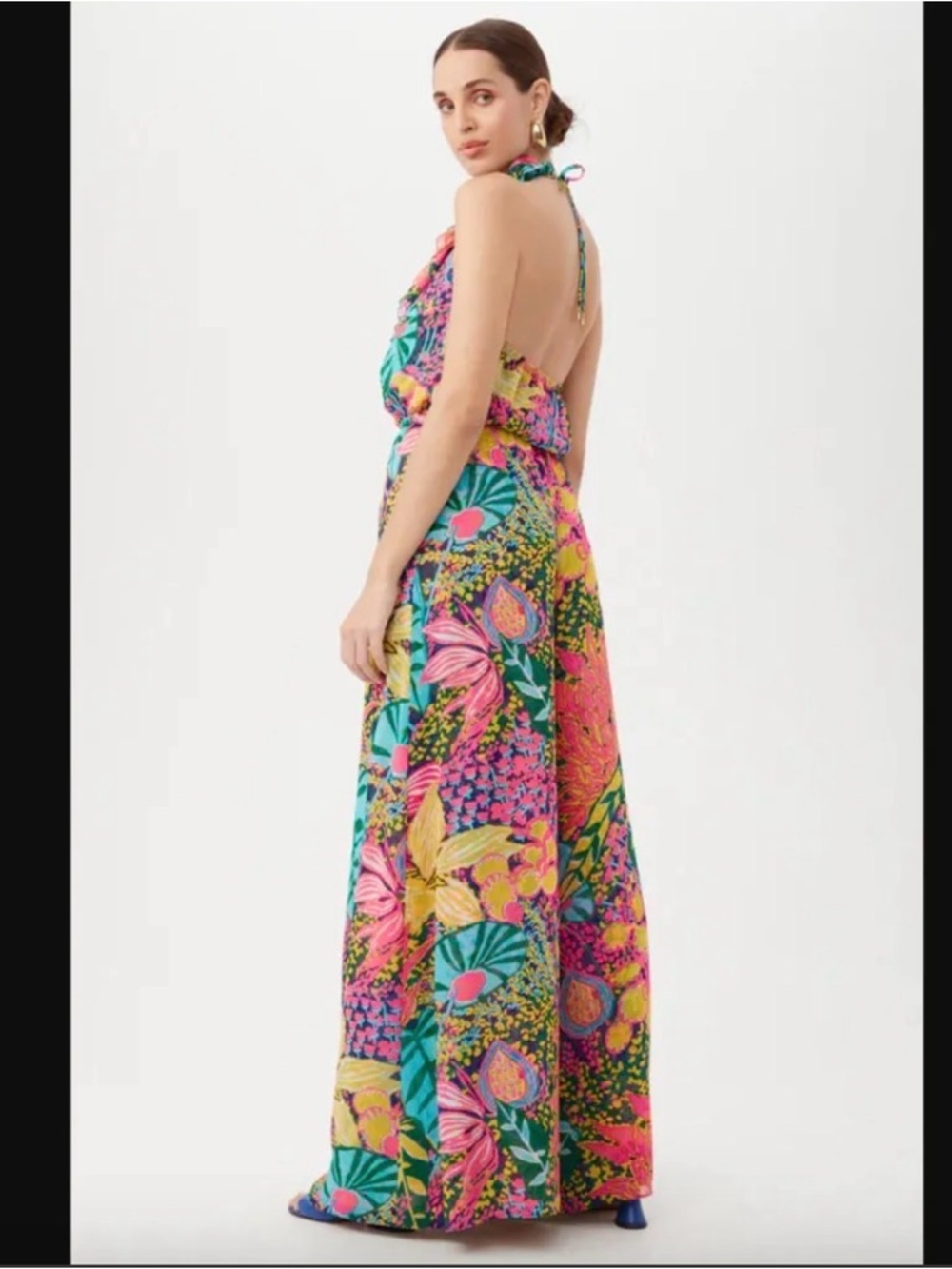 Trina Turk Tropical Halter Wide-Leg Jumpsuit - Multicolor NWT Size M - Picture 4 of 8